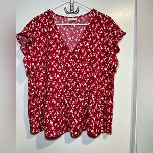 Red floral peplum top size L